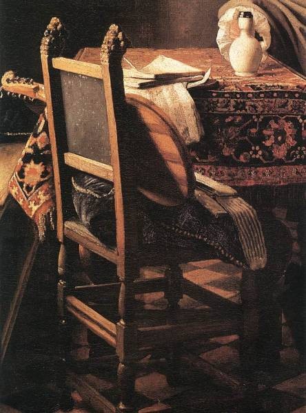 Vermeer A Lady Drinking and a Gentleman detail3
